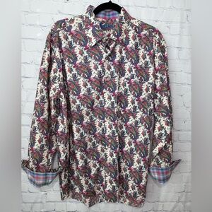 Alan Flusser size large red & blue paisley print button down